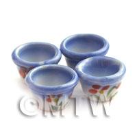 4 Dolls House Miniature Garden Hand Painted Ceramic Flower Pots