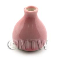 17mm Dolls House Miniature Pink Glazed Ceramic Vase
