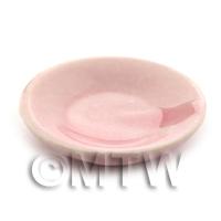 28mm Dolls House Miniature Pink Glazed Ceramic Plate
