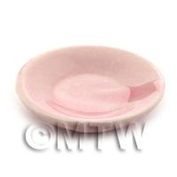 28mm Dolls House Miniature Pink Glazed Ceramic Plate