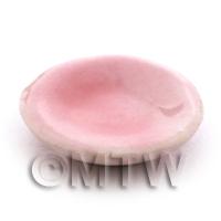 17mm Dolls House Miniature Pink Glazed Ceramic Plate