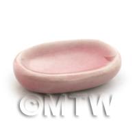 Dolls House Miniature 13mm x 20mm Pink Glazed Ceramic Plate