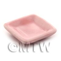 22mm Dolls House Miniature Pink Glazed Ceramic Square Plate