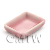 Dolls House Miniature 14mm x 20mm Pink Glazed Ceramic Plate