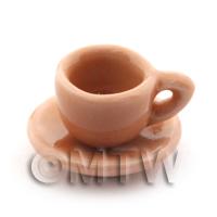 Dolls House Miniature Salmon Glazed Ceramic Cup and Saucer
