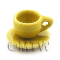 Dolls House Miniature Yellow Glazed Ceramic Cup and Saucer