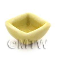 12mm Dolls House Miniature Yellow Glazed Ceramic Square Bowl