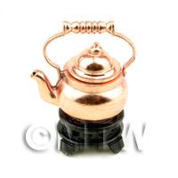 Dolls House Miniature Copper Color Metal Kettle on a Base 