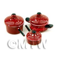Dolls House Miniature Metal Pots And Pans Set With Removable Lids