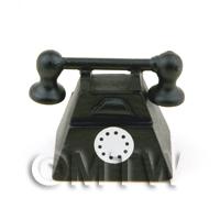 Dolls House Miniature Old Style Black Finished Wood Telephone 