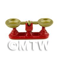 Dolls House Miniature Set of Red and Gold Balance Scales 