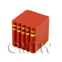 Dolls House Miniature Red Wood Block Of Books