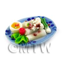 Dolls House Miniature Plate of Vegetarian Stuffed Starters