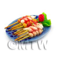 Dolls House Miniature Plate of Mixed Kebabs / Skewers Plate