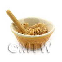 Dolls House Miniature Fine Ceramic Bowl And Cake Mixture