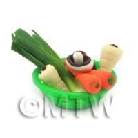 Dolls House Miniature Vegetable Assortment In Green Bowl