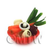 Dolls House Miniature Vegetable Assortment In Red Bowl