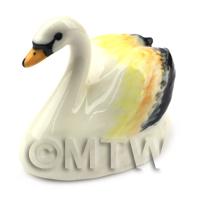 Dolls House Miniature Fine Ceramic Adult Coloured Swan