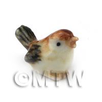 1/12th scale - Handmade Dolls House Miniature Very Fine Ceramic Singing Sparrow