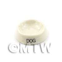 Dolls House Miniature White Handmade Ceramic Dog Bowl