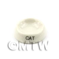 Dolls House Miniature White Handmade Ceramic Cat Bowl