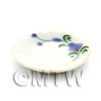 Dolls House Miniature Purple Orchid Design Ceramic 25mm Fluted Plate