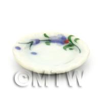 Dolls House Miniature Purple Orchid Design Ceramic 20mm Fluted Plate