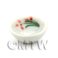 Dolls House Miniature Red Iris Design 16mm Ceramic Bowl