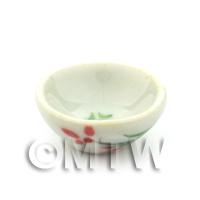 Dolls House Miniature Red Iris Design 15mm Ceramic Bowl