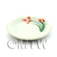 Dolls House Miniature Red Iris Design 25mm Ceramic Plate