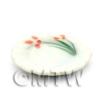 Dolls House Miniature Red Iris Design 22mm Ceramic Plate