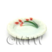 Dolls House Miniature Red Iris Design 20mm Ceramic Plate