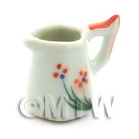 Dolls House Miniature Orange Flower Design Ceramic Hexagonal Jug