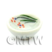 Dolls House Miniature Orange Flower Design 16mm Ceramic Bowl