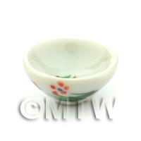 Dolls House Miniature Orange Flower Design 15mm Ceramic Bowl