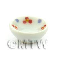 Dolls House Miniature Flower Design 16mm  Ceramic Bowl