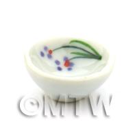 Dolls House Miniature Purple Simple Flower Design 15mm Ceramic Bowl