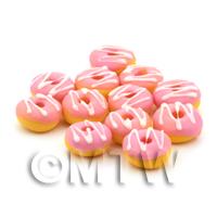 Dolls House Miniature Pink Glazed White Iced Donut