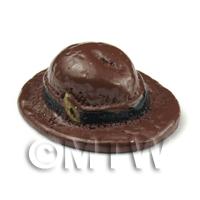 Dolls House Miniature Womens Resin Brown Hat 