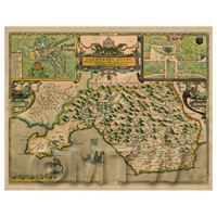 Dolls House Miniature John Speed Aged Glamorganshire Map