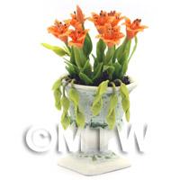 Dolls House Miniature Orange Lilies In an Urn