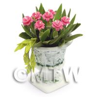 Dolls House Miniature Deep Pink Flowers In an Urn