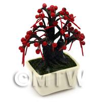 Dolls House Miniature Red Fruiting Bonsai Tree 