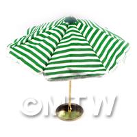 Dolls House Miniature Opening Black Striped Parasol Metal Base