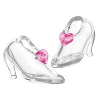 Dolls House Miniature Handmade Glass Shoes With A Pink Love Heart