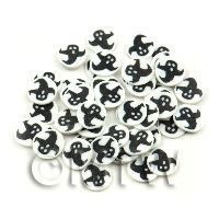50 Black Ghosts With White Surround Nail Slices (NS67)