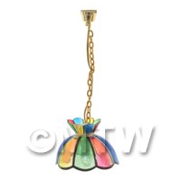 Dolls House Miniature Scalloped Stained Glass Hanging Lamp