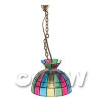 Dolls House Miniature Modern Stained Glass Hanging Lamp