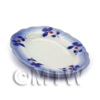 Miniature 41mm x 54mm White Ceramic Plate Decorated with Flower
