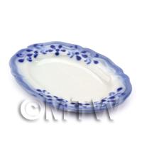 Miniature 41mm x 54mm White Ceramic Plate Decorated with Flower